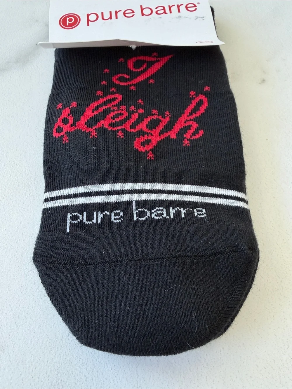Pure Barre Christmas Black & Red 'Sleigh' Low-Rise Socks
